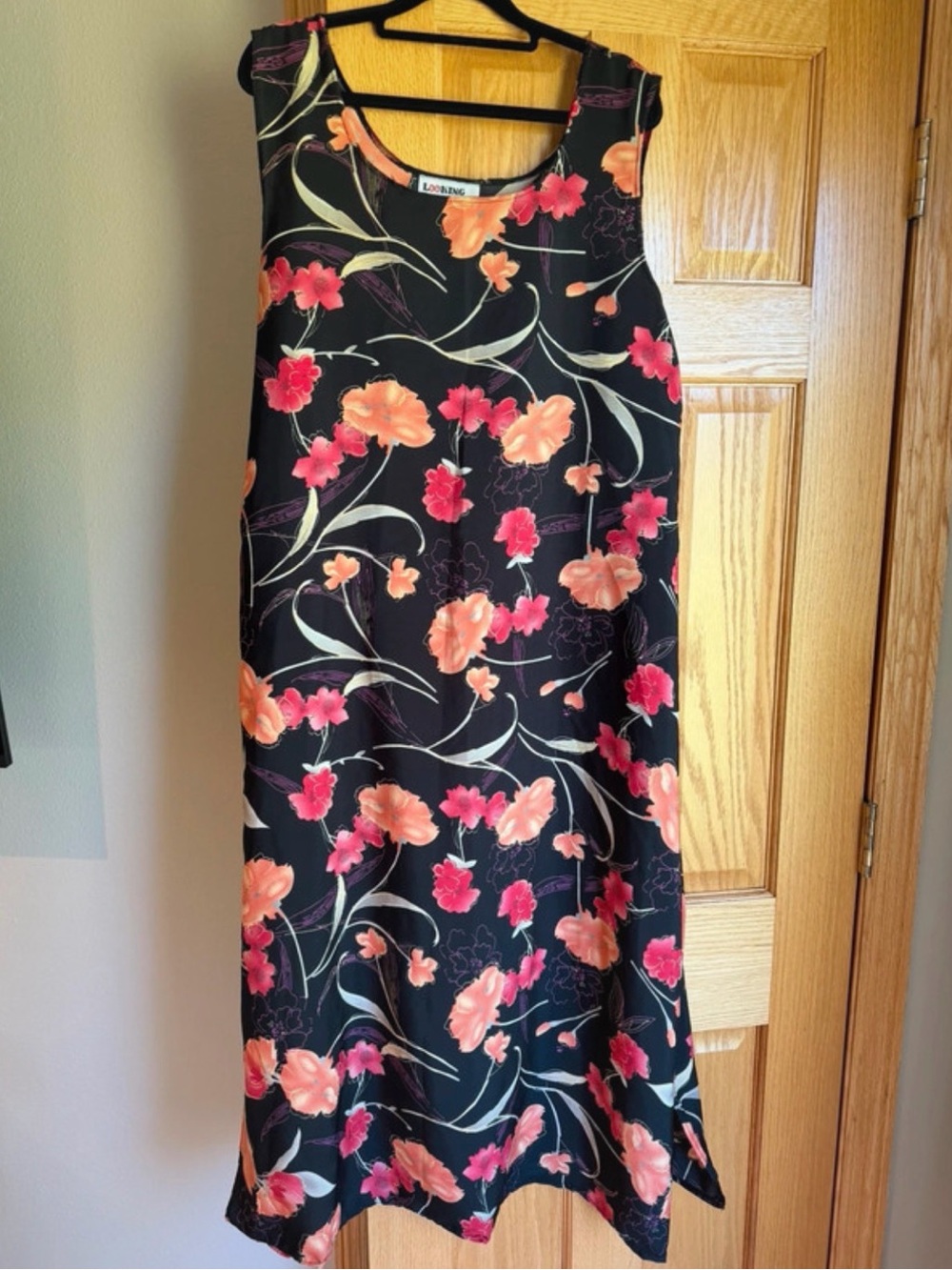 Vintage 90s LOOKING GOOD Floral Sleeveless Midi Dress Made in USA Women’s 1X